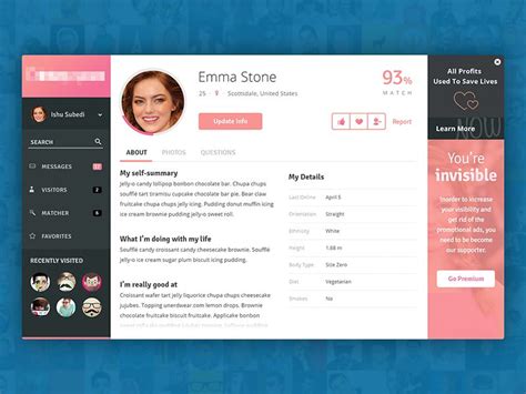 Profile page of a dating app | Leute kennenlernen, Kennenlernen, Internet