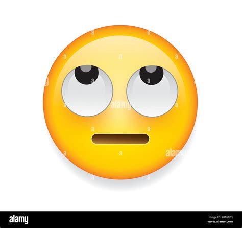High quality emoticon on white background. Rolling eyes Emoji. Yellow ...