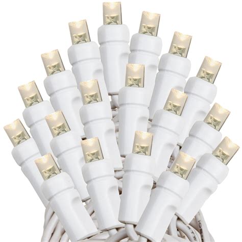Warm White 100 LED Christmas Lights Sets 50 Long on White WireNovelty ...
