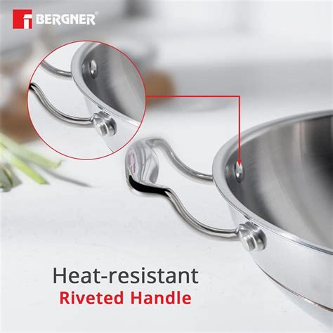 Buy BERGNER Argent 5cx Silver Stainless Steel Kadhai With Lid -1.5l ...
