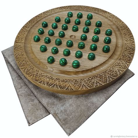 Настольная игра Солитёр с шариками из натур.камня Малахит купить в ...