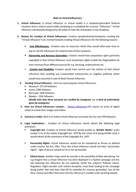 Note on Virtual influencers - Note on Virtual Influencers: Virtual ...