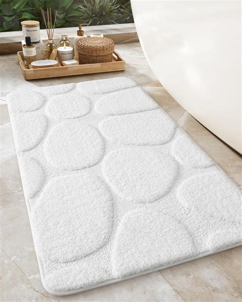 Amazon.com: Color&Geometry White Bathroom Rugs Non Slip Washable, 24 ...