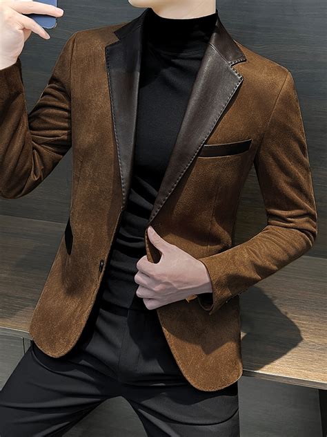 Men's Slim Fit Splice Suede Blazer - SuedeBlazer® Official Online Site ...
