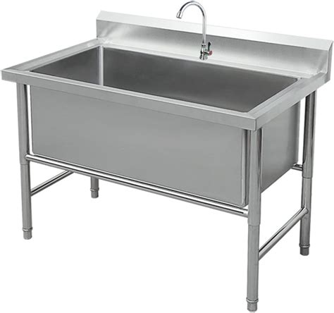 Large Free Standing Utility Sink Laundry Tub Stainless-Steel Single ...