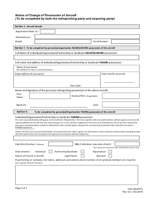 Fillable Online CAA Form 24047/03. CAA Form 24047/03 Fax Email Print ...