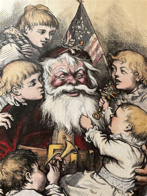 1879 HAND COLORED THOMAS NAST SANTA CLAUS HARPER’S WEEKLY CHRISTMAS ...