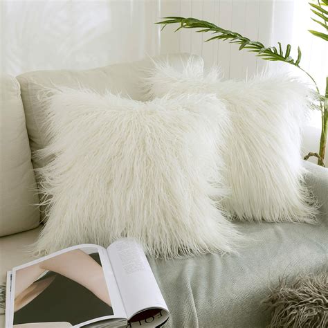 Buy Kevin Textile Set of 2 Faux Fur Pillow Cover Decorative New Luxury ...