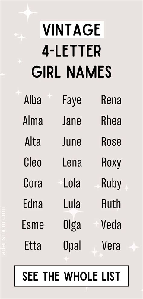 200 Effortlessly Cool 4-Letter Girl Names for 2025
