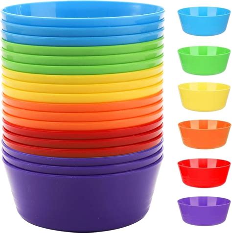 18 Pcs Plastic Serving Bowls, Reusable Plastic Bowls, 300ml Unbreakable ...
