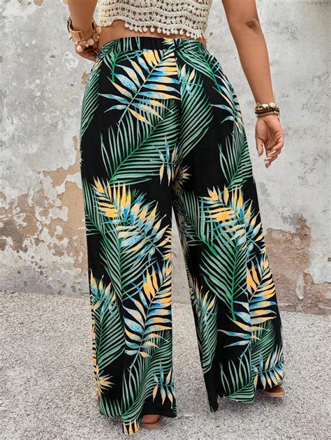 SHEIN Holidaya Calças femininas plus size para férias plus size com ...