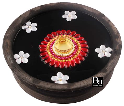 Buy Bombay Haat Kundan & Pearl Floating Diwali Diya With Pretty Flowers ...