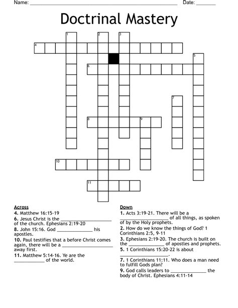 Doctrinal Mastery Crossword - WordMint