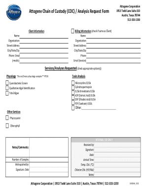 Fillable Online Attogene COC Form. Chain of Custody Fax Email Print ...