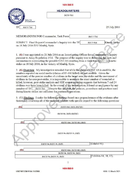 Pentagon Assessment, Syria, July 2016 Airstrike: The Civilian Casualty ...