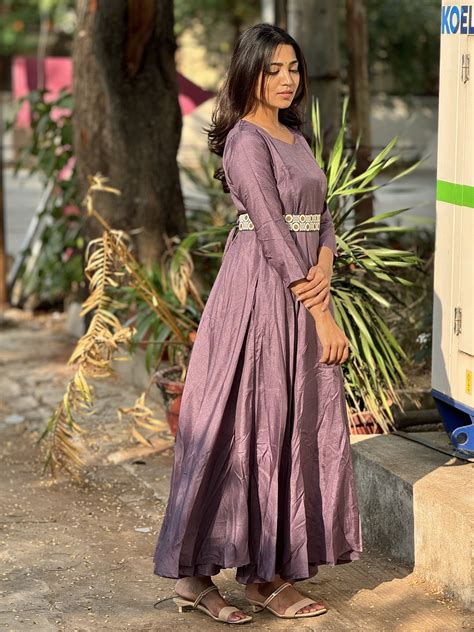Medha - Designer fit and flare gown - Dark Purple – Ichika