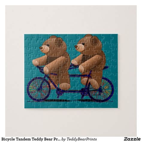 Bicycle Tandem Teddy Bear Print Jigsaw Puzzle | Zazzle.com | Bear print ...