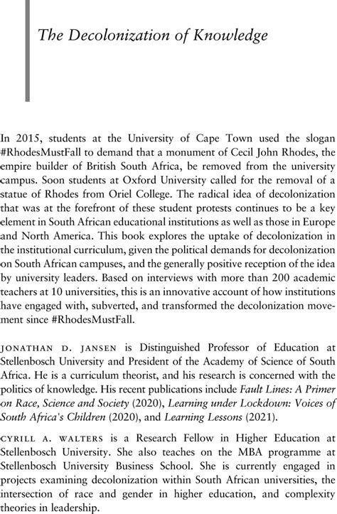 Decolonization of Knowledge Critiques 的图像结果