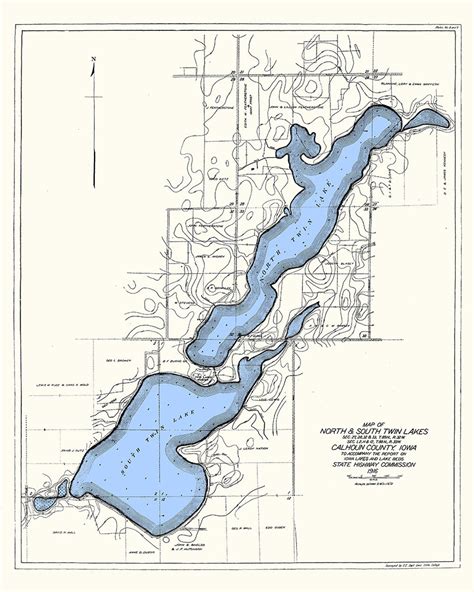 1916 Map of North & South Twin Lakes Calhoun County Iowa - Etsy