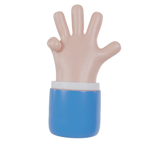 3d hand icon show four fingers counting illustration. Cartoon character ...