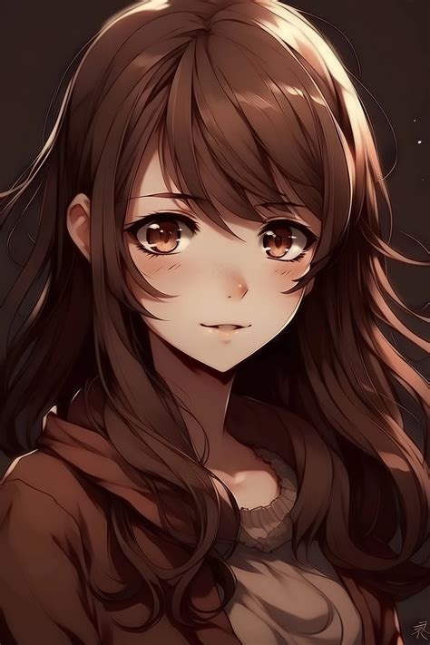 Pretty Anime Girl With Brown Hair And Brown Eyes