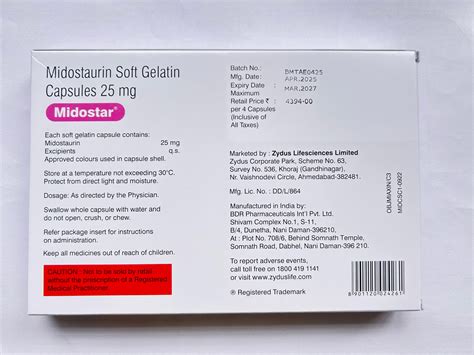 Midostar 25mg Capsule | Uses , Side Effects, Price