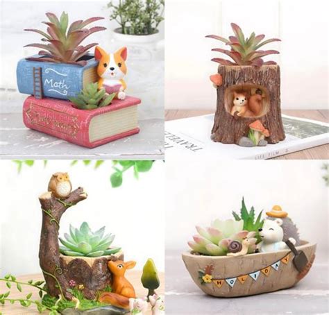Set of 4 Cute Animals Planters – Dainty Little Shop