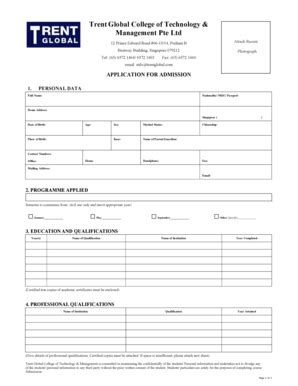 Fillable Online Trent Global Application Form Fax Email Print - pdfFiller
