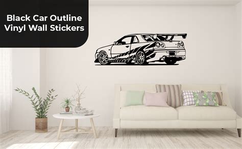 DivineDesigns Black Car Vector Form Wall Reusable Just Peel & Stick ...