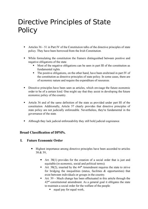 DPSP - Note on directive principles under indian constituion ...