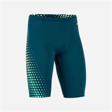 Boy’s Swimming Jammer, Fitib Green Yellow Mesh