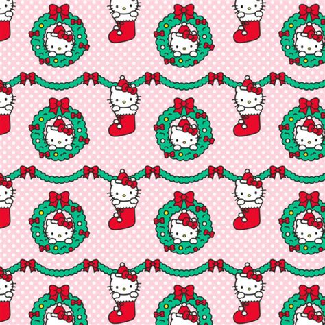 Hello Kitty Christmas Fabric, Hello Kitty Wreath and Stockings Licensed ...