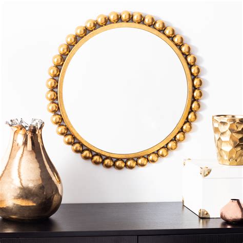Safavieh Genna 21 in. Solid Beaded Round Mirror, Gold Foil - Walmart.com