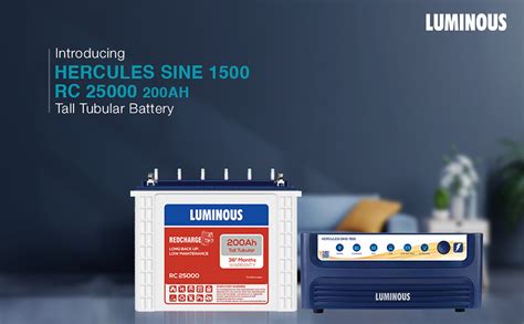 Luminous Inverter with Battery Combo, Hercules 1500 Sine Wave 1400VA 12 ...