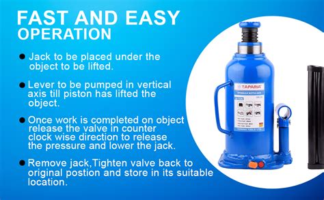 Taparia Hydraulic Bottle Jack, 2 Ton (Hbj 2) : Amazon.in: Car & Motorbike