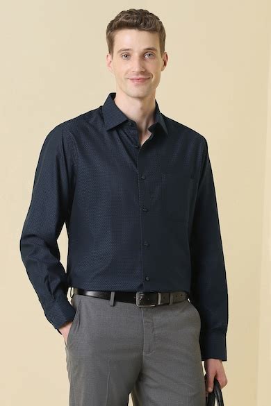 Allen Solly Sport Formal Shirts, Men Navy Print Full Sleeves Formal ...