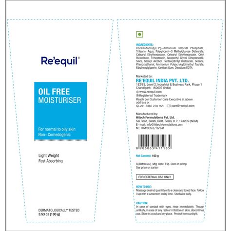 Buy RE'EQUIL OIL FREE MOISTURISER 100G Online & Get Upto 60% OFF at ...