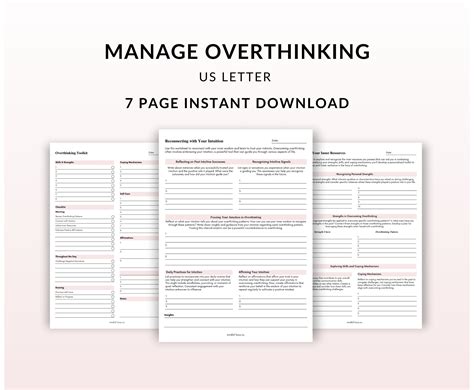 Overthinking Worksheets, Mental Health Worksheets, Self Help, Therapy Tool, Emotional Regulation ...
