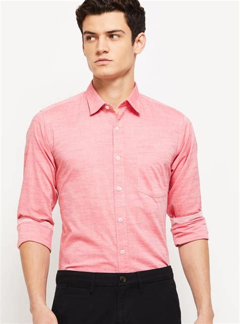 Buy Men Textured Full Sleeves Slim Fit Smart Casual Shirt Online at ...