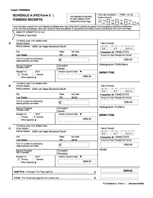 Fillable Online SCHEDULE A (FEC ) ITEMIZED RECEIPTS C Form 3 C C Fax ...