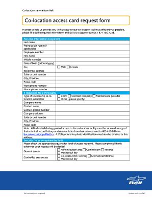 Fillable Online Co-location access card request form ation access ...