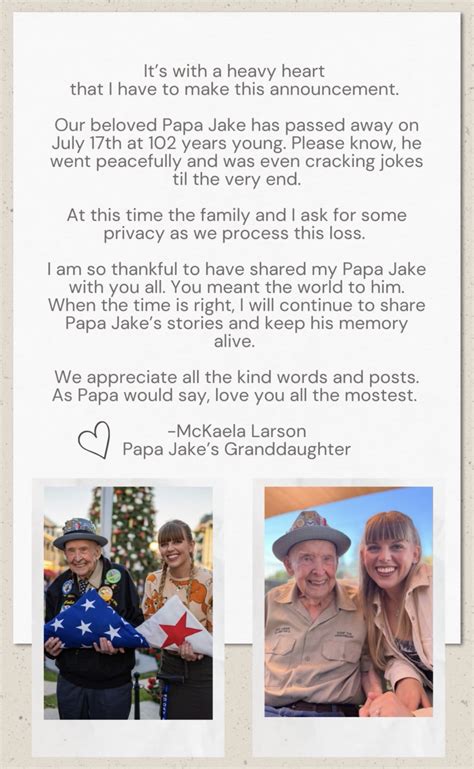 D-Day veteran and beloved TikTok star Papa Jake Larson dies at 102