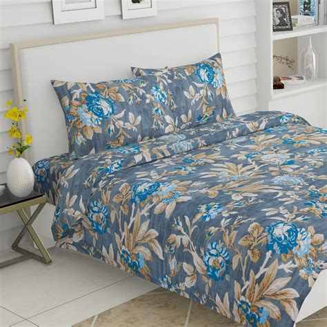 haus & kinder Cotton Floral Double Bedsheet with 2 Pillow Covers 144 TC ...