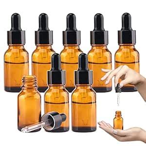 1/2 Oz Glass Dropper Bottle, 15mL Tincture Bottles with Dropper, Labels ...