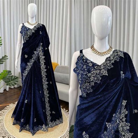 KD 616 VELVET HEAVY BEAUTIFUL DESIGNER LOOK PARTY WEAR LADIES SAREE ...