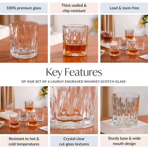 Set Of 6 Luxury Engraved Whiskey Scotch Glass 240ml Online - Premium ...