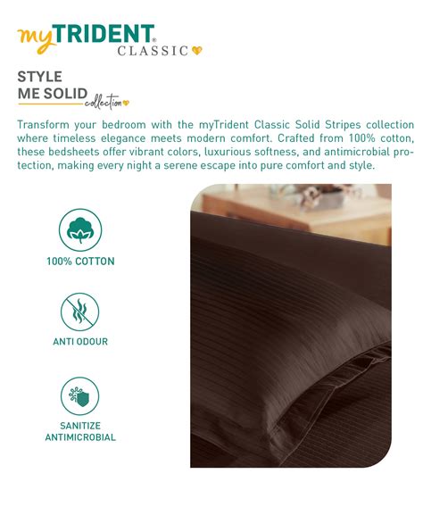 Classic Stripe Solid Dyed Single Bedsheet Set, Brown Syrup|210 TC Cott ...