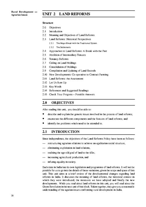 Unit-2 - Notes political science hons - Rural Development — Agrarian ...