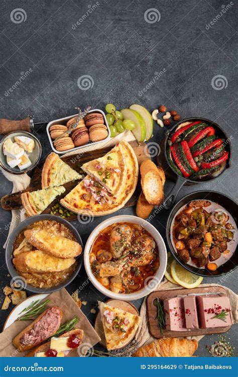 Traditional French Food -mussel and Meat Dishes, Ratatouille, Snails ...