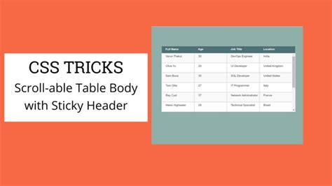 Image result for Create a Scrollable Table